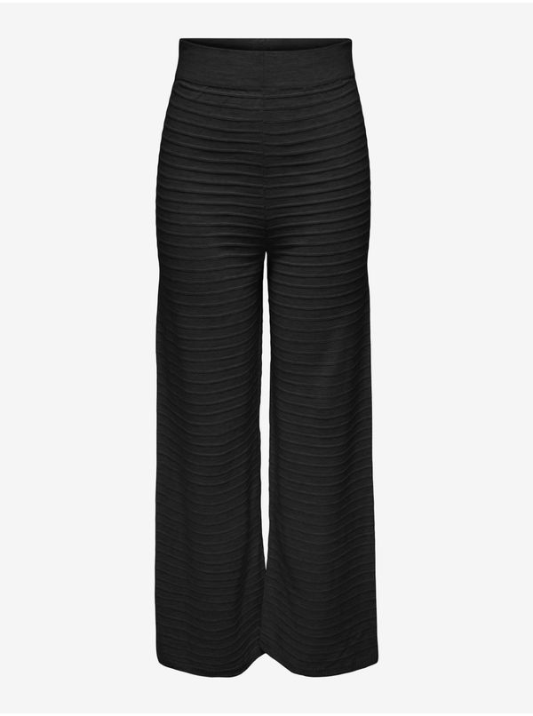 Only Black Women's Ribbed Wide Trousers ONLY Cata - Women