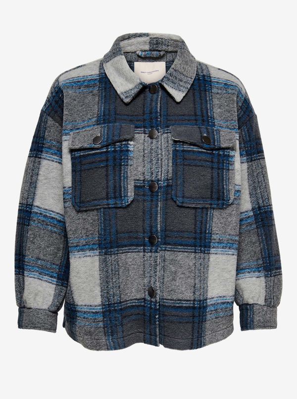 Only Blue-Grey Plaid Shirt Jacket ONLY CARMAKOMA Andrea - Women