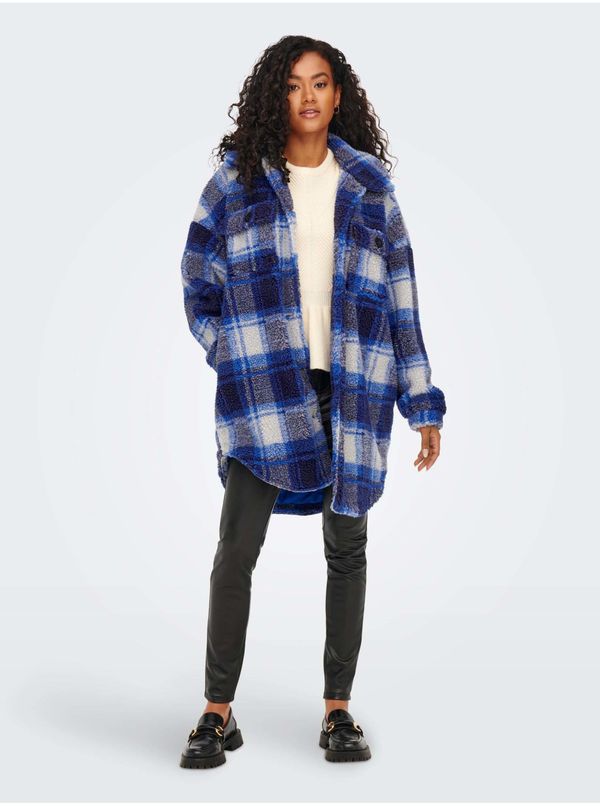 Only Blue Plaid Shirt Coat ONLY New Camilla - Women