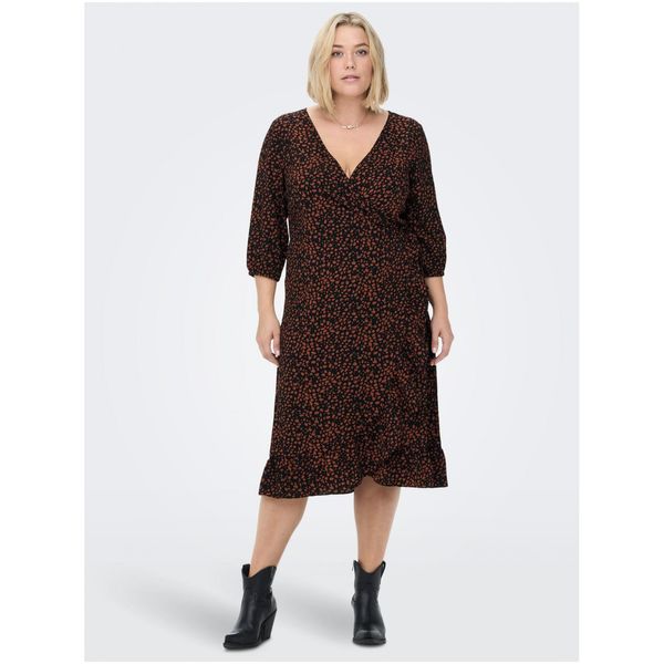 Only Brown-black ladies wrap dress ONLY CARMAKOMA Lux Lea - Women