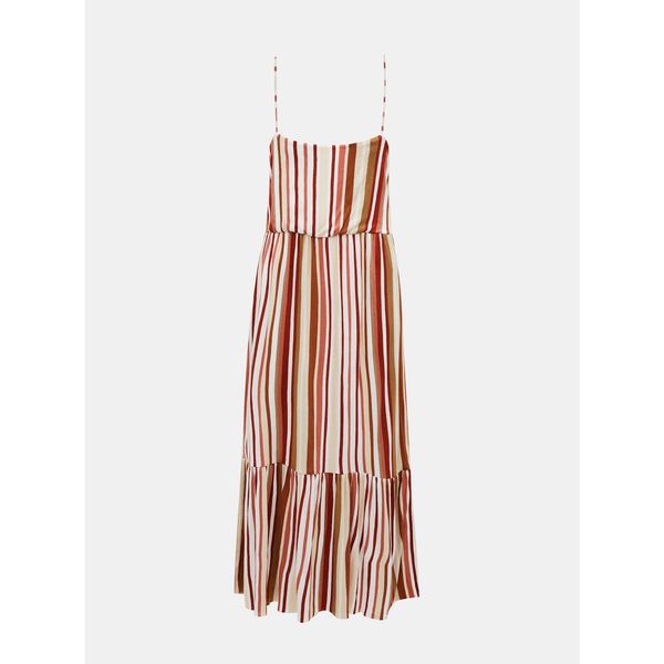 Only Brown-cream striped midi dress ONLY Louisa - Women