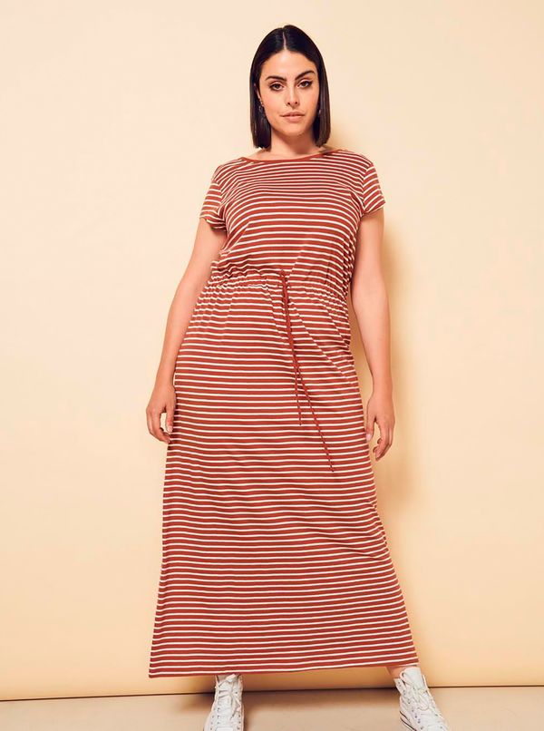 Only Brown-white striped maxi dress ONLY CARMAKOMA - Women