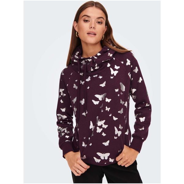 Only Burgundy Women's Patterned Hoodie ONLY Jalene - Women