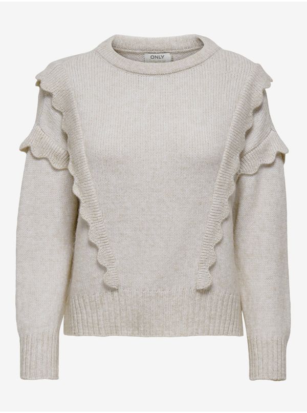 Only Creamy Women's Ribbed Sweater with Trim ONLY Stella - Women