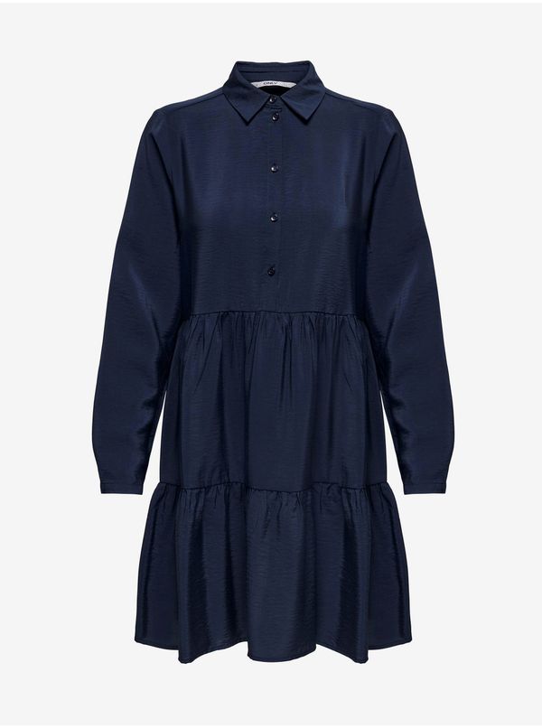 Only Dark blue ladies shirt dress ONLY Sandy - Women