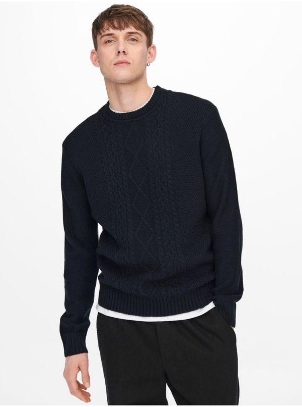 Only Dark Blue Pattern Sweater ONLY & SONS New Kevin - Men