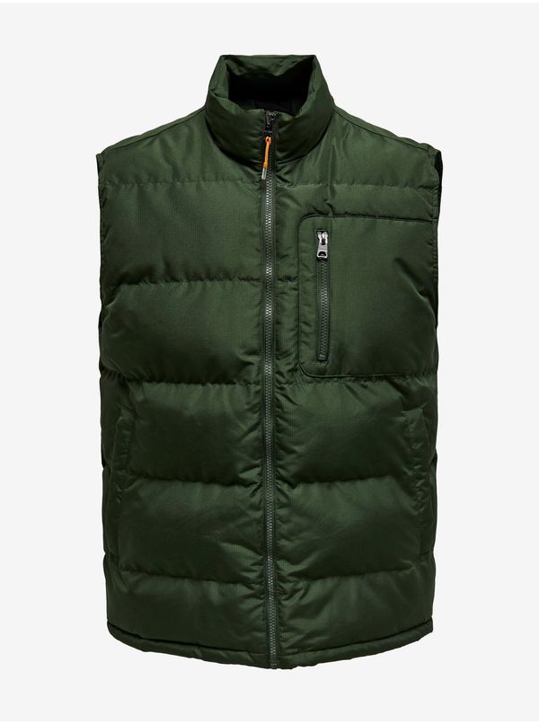 Only Dark green quilted vest ONLY & SONS Jake - Men