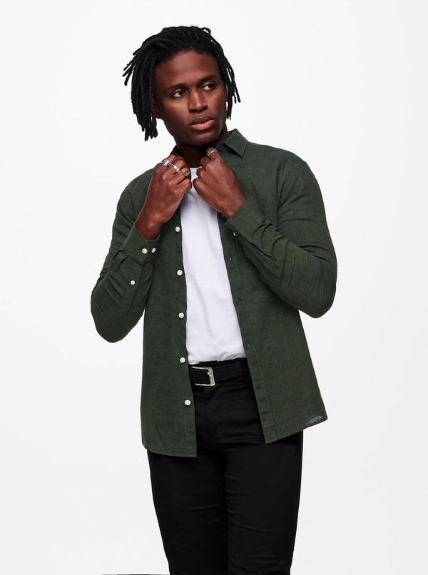Only Dark Green Shirt ONLY & SONS-Caident - Men
