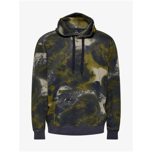 Only Green-Black Patterned Hoodie ONLY & SONS Kyle - Mens