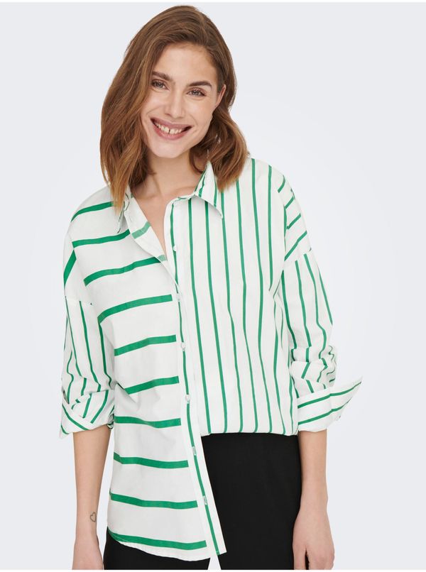 Only Green-cream ladies striped shirt ONLY Nina - Women