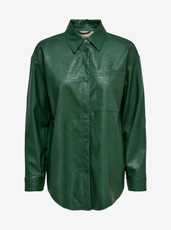 Only Green Leatherette Shirt Jacket ONLY Mia - Women