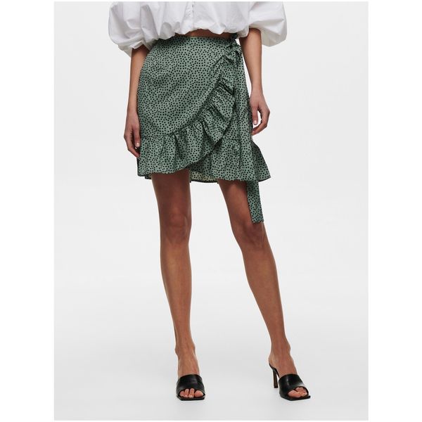 Only Green Polka dot short wrap skirt with ruffle ONLY Olivia - Women