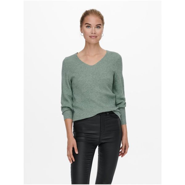 Only Green Ribbed Basic Sweater ONLY Latia - Women