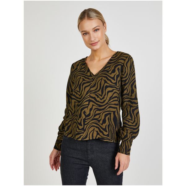 Only Khaki Patterned Blouse ONLY Victoria - Women