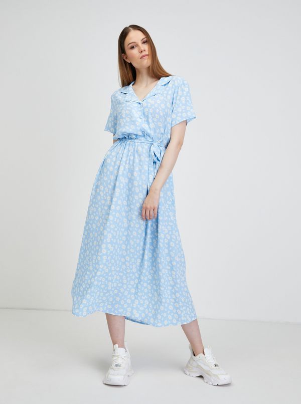 Only Light Blue Floral Shirt Midish dress ONLY Helga - Women