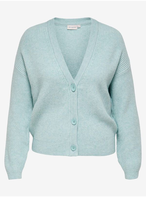 Only Light Blue Ribbed Short Cardigan ONLY CARMAKOMA Esly - Women