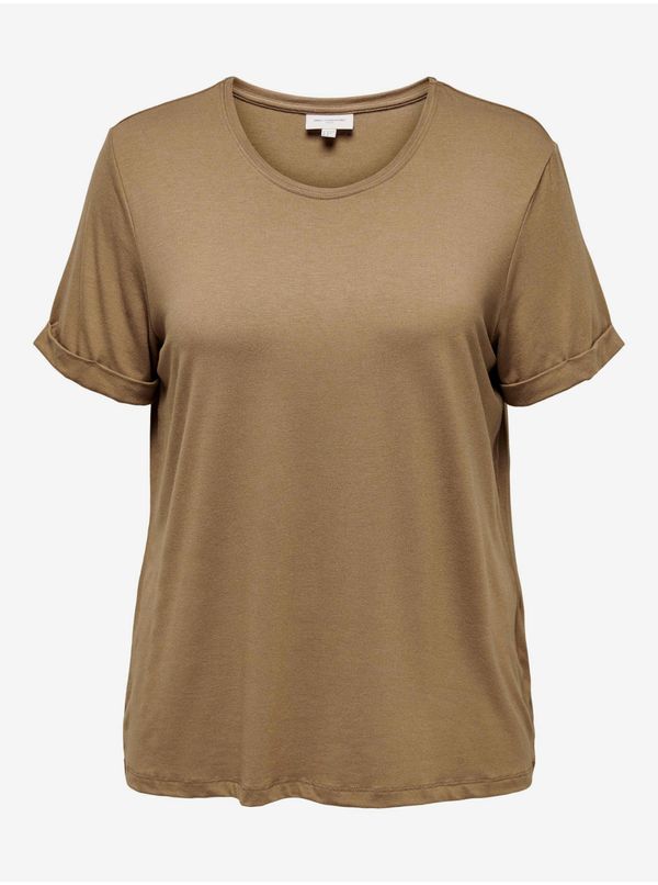 Only Light brown basic T-shirt ONLY CARMAKOMA Carma - Women