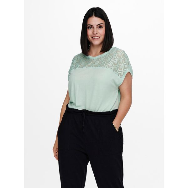 Only Light Green Blouse with Lace ONLY CARMAKOMA Flake - Women