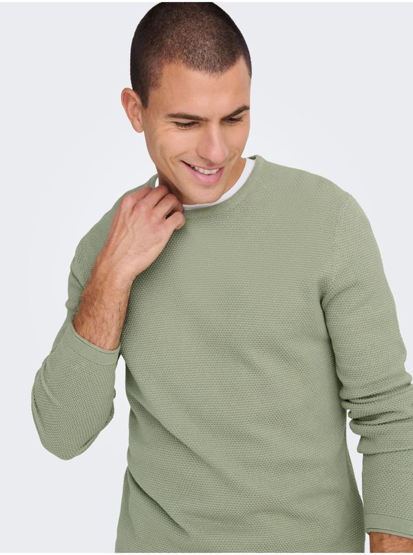 Only Light green mens basic sweater ONLY & SONS Panter - Men