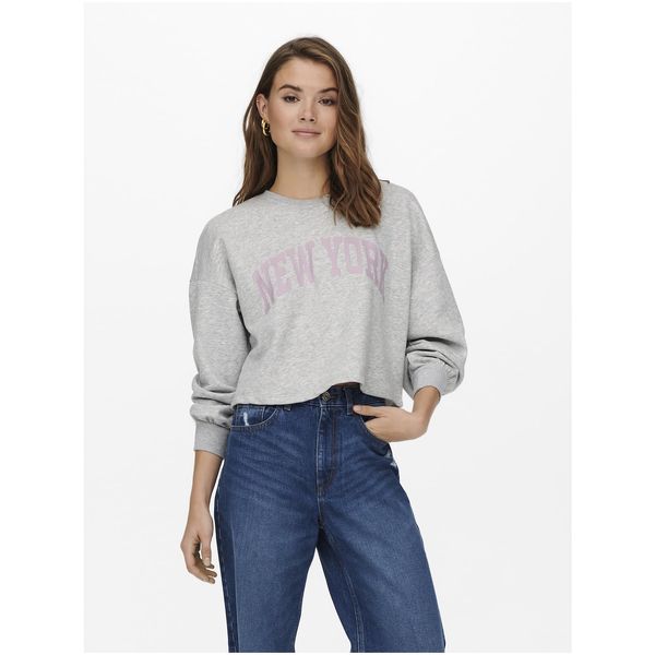 Only Light Grey Crop Sweatshirt ONLY Spencer - Women