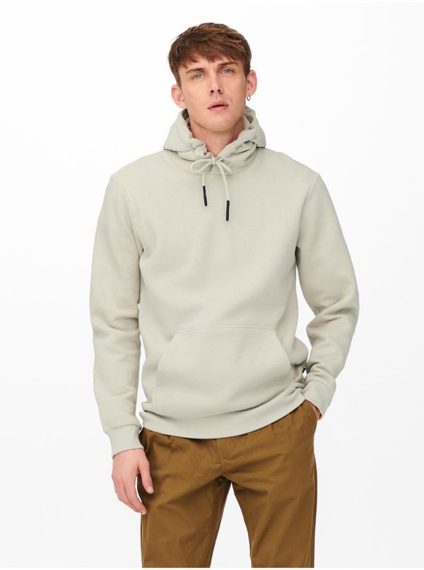 Only Light grey Mens Basic Hoodie ONLY & SONS Ceres - Men