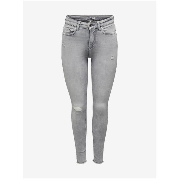 Only Light Grey Women's Skinny Fit Jeans with Torn Effect ONLY Blush - Women
