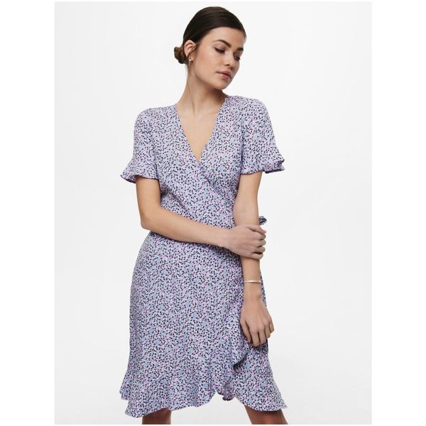 Only Light Purple Patterned Wrap Dress with Ruffle ONLY Olivia - Women
