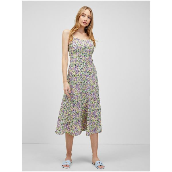 Only Purple-Green Floral Midish dress ONLY Gerda - Women