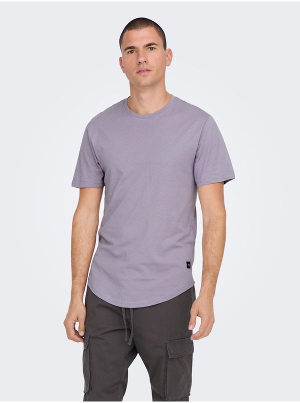 Only Purple Mens Extended Basic T-Shirt ONLY & SONS Matt - Men