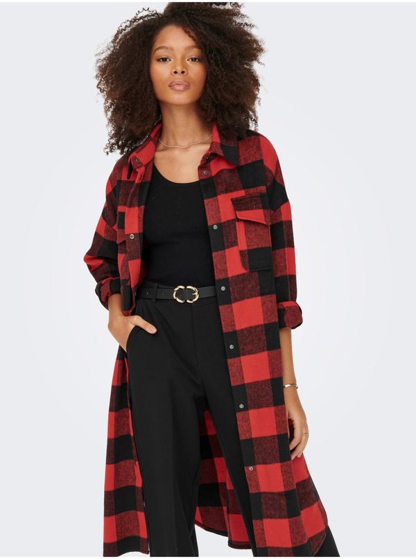 Only Red Plaid Shirt Coat ONLY Asha - Women