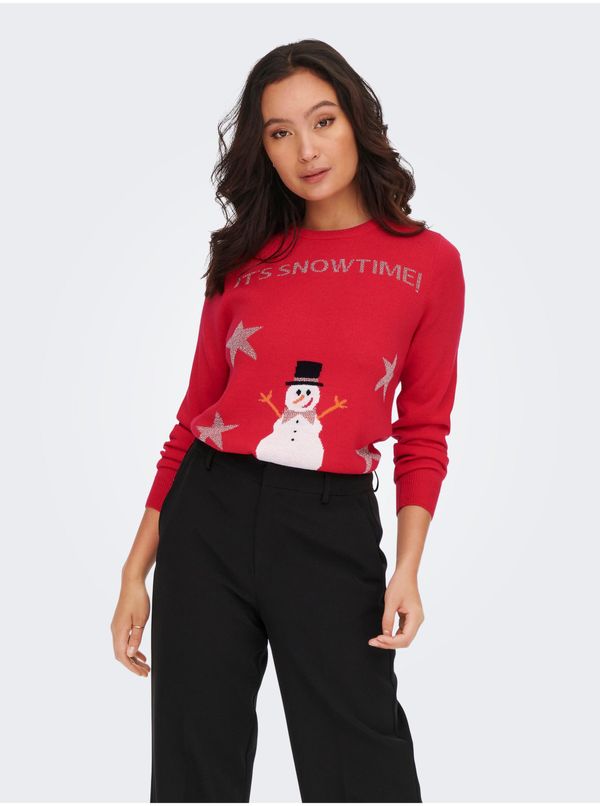 Only Red Women's Sweater with Christmas motif ONLY Xmas Happy - Women