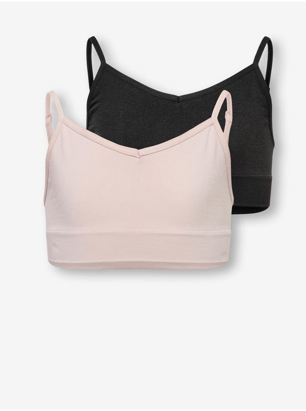Only Set of two girly bras in pink and black ONLY Vicky - Girls