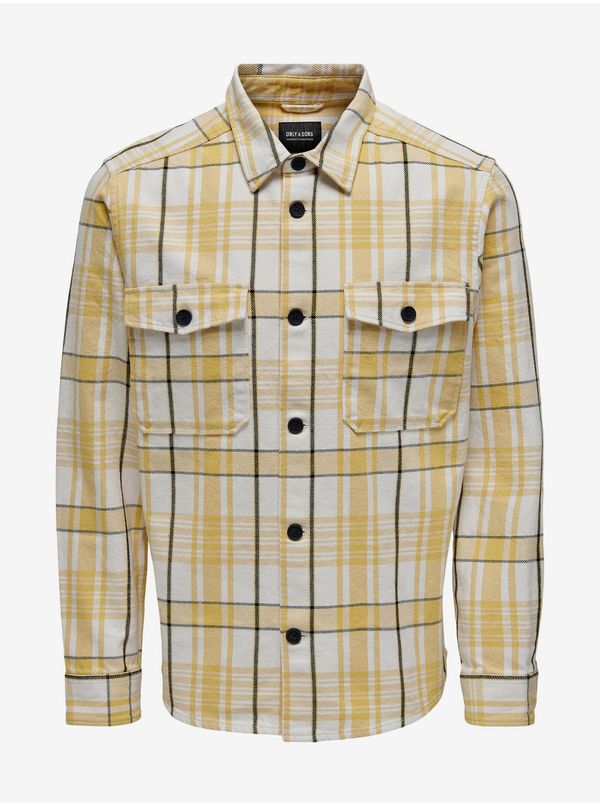 Only White and yellow men's plaid shirt ONLY & SONS Milo - Men