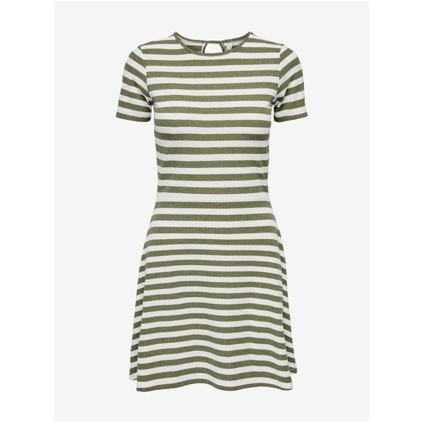 Only White-green striped dress ONLY Emma - Women