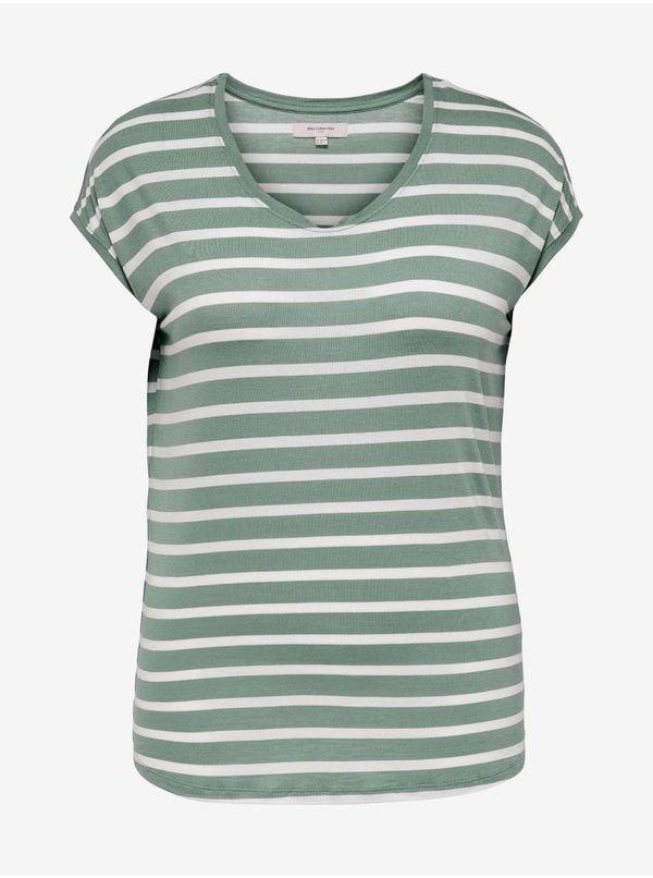 Only White-green striped T-shirt ONLY CARMAKOMA Wilma - Women