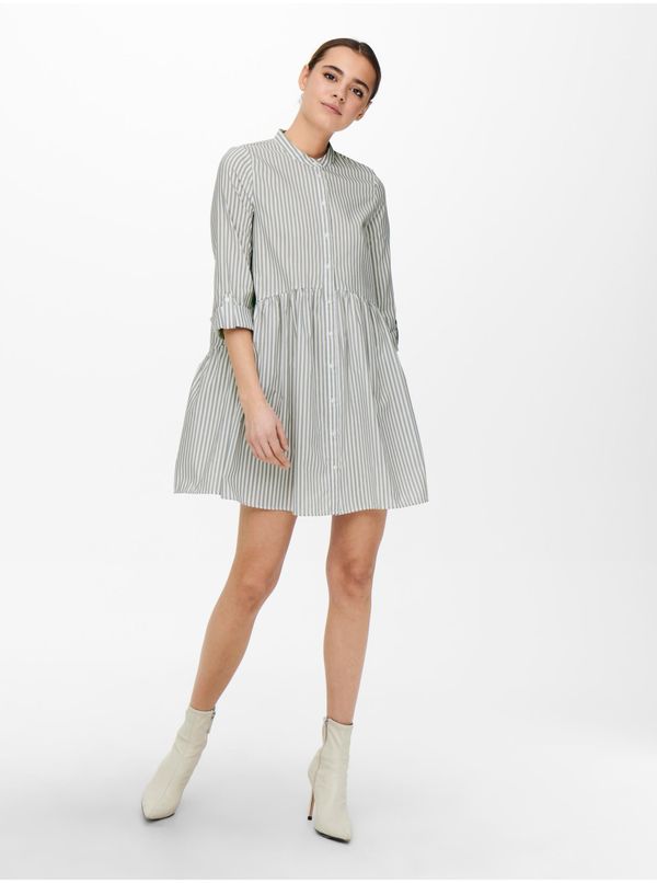 Only White-grey Ladies Striped Shirt Dress ONLY Ditte - Women