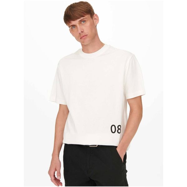 Only White T-shirt with print ONLY & SONS Gus - Men