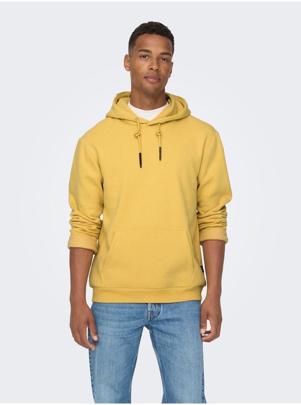 Only Yellow Mens Basic Hoodie ONLY & SONS Ceres - Men