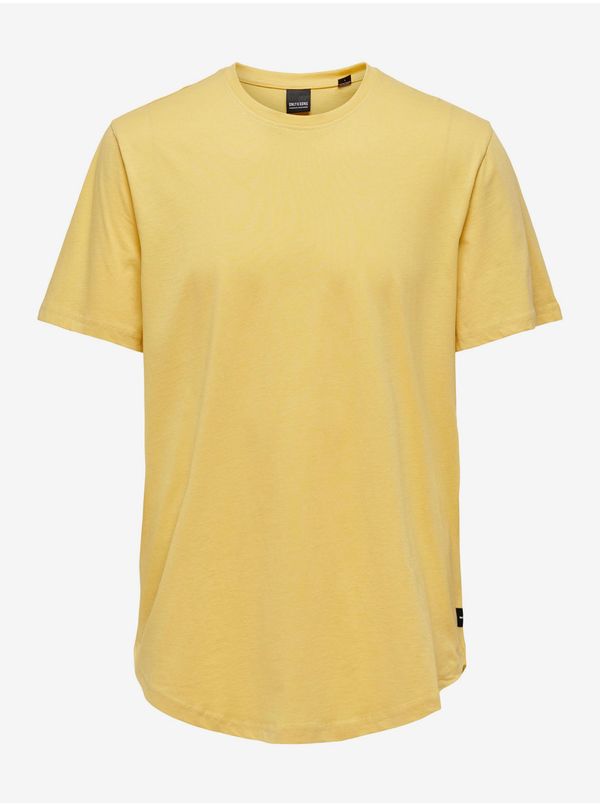 Only Yellow Mens Extended Basic T-Shirt ONLY & SONS Matt - Men