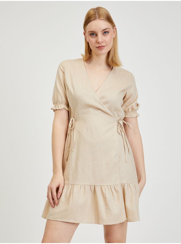 Orsay Beige Ladies Linen Wrap Dress ORSAY - Women
