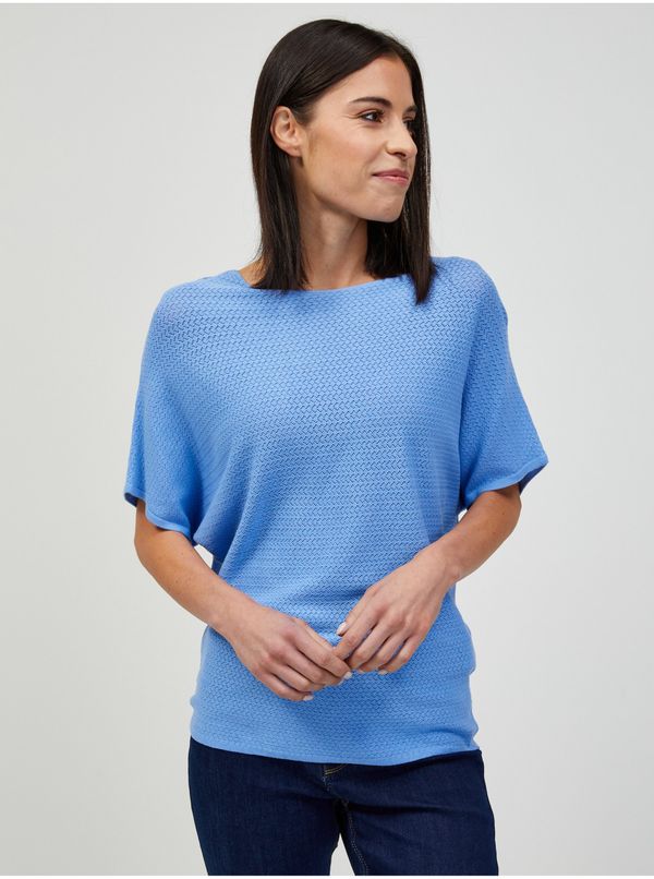 Orsay Blue Lightweight Patterned Short Sleeve Sweater ORSAY - Women