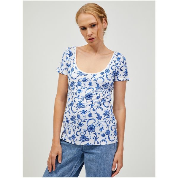 Orsay Blue-white patterned T-shirt ORSAY - Women