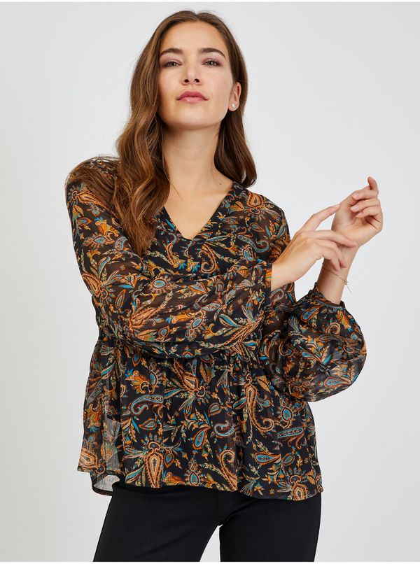 Orsay Brown-black women's patterned blouse ORSAY - Ladies