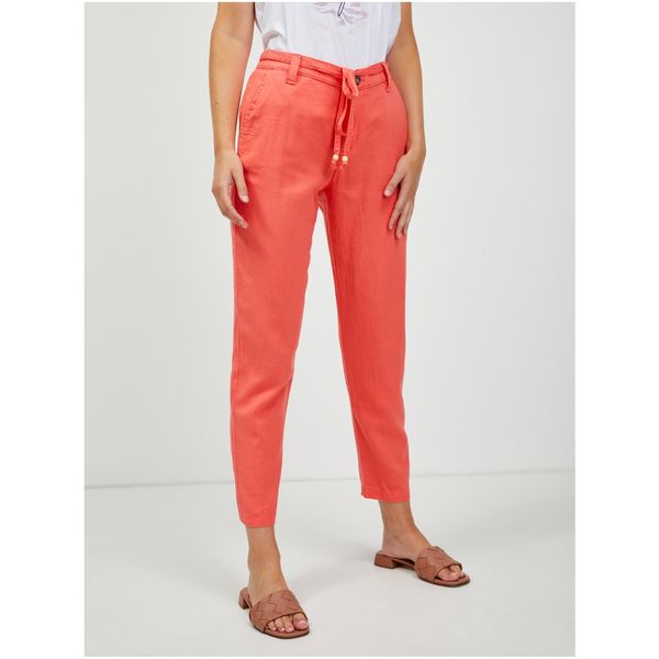 Orsay Coral shortened linen chino trousers with ORSAY binding - Women