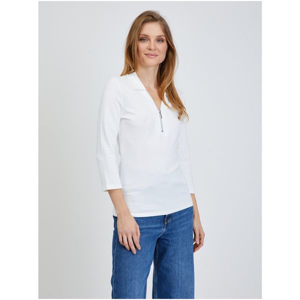 Orsay Cream T-shirt with three-quarter sleeves ORSAY - Women