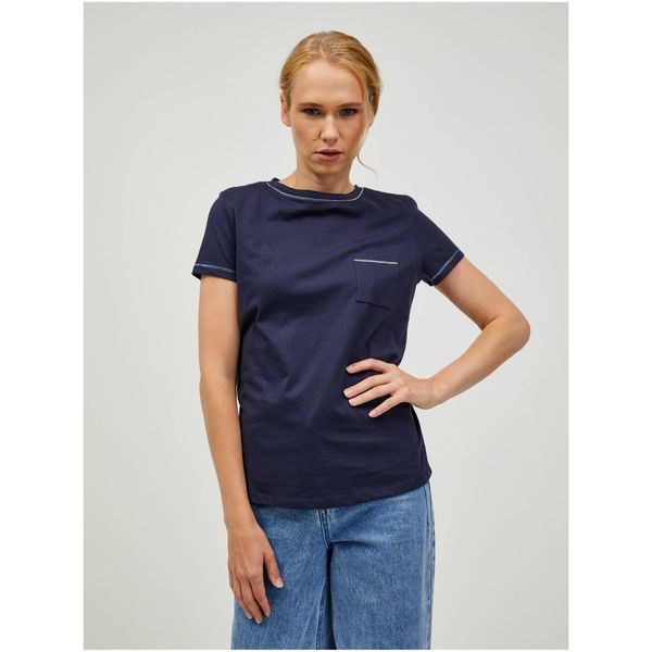 Orsay Dark blue basic T-shirt with pocket ORSAY - Women
