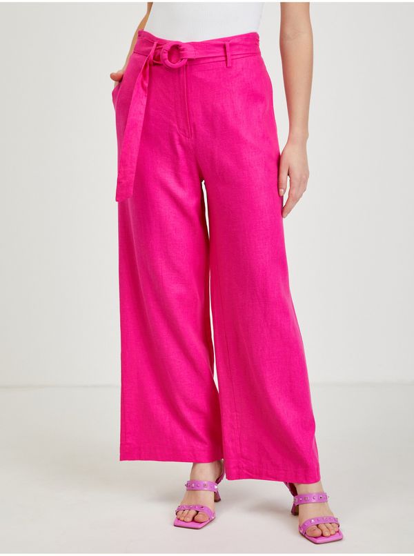 Orsay Dark pink women's linen trousers ORSAY - Ladies