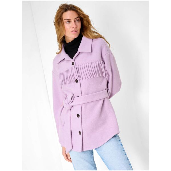 Orsay Light Purple Shirt Winter Jacket with Fringe ORSAY - Women