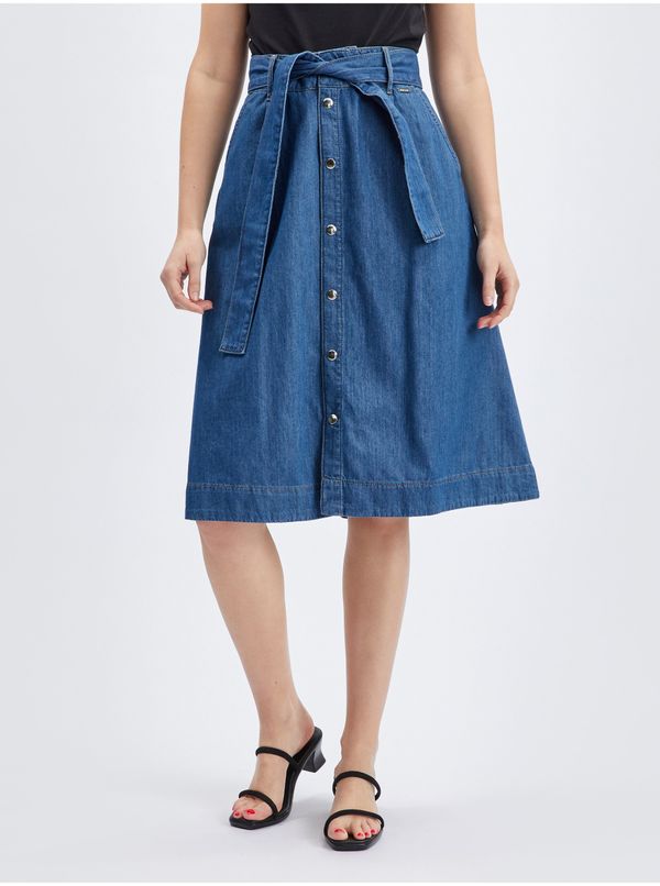 Orsay Orsay Blue Denim Skirt with Belt - Women