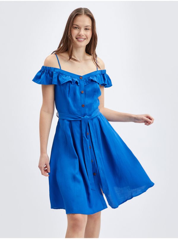 Orsay Orsay Blue Dress Linen - Ladies